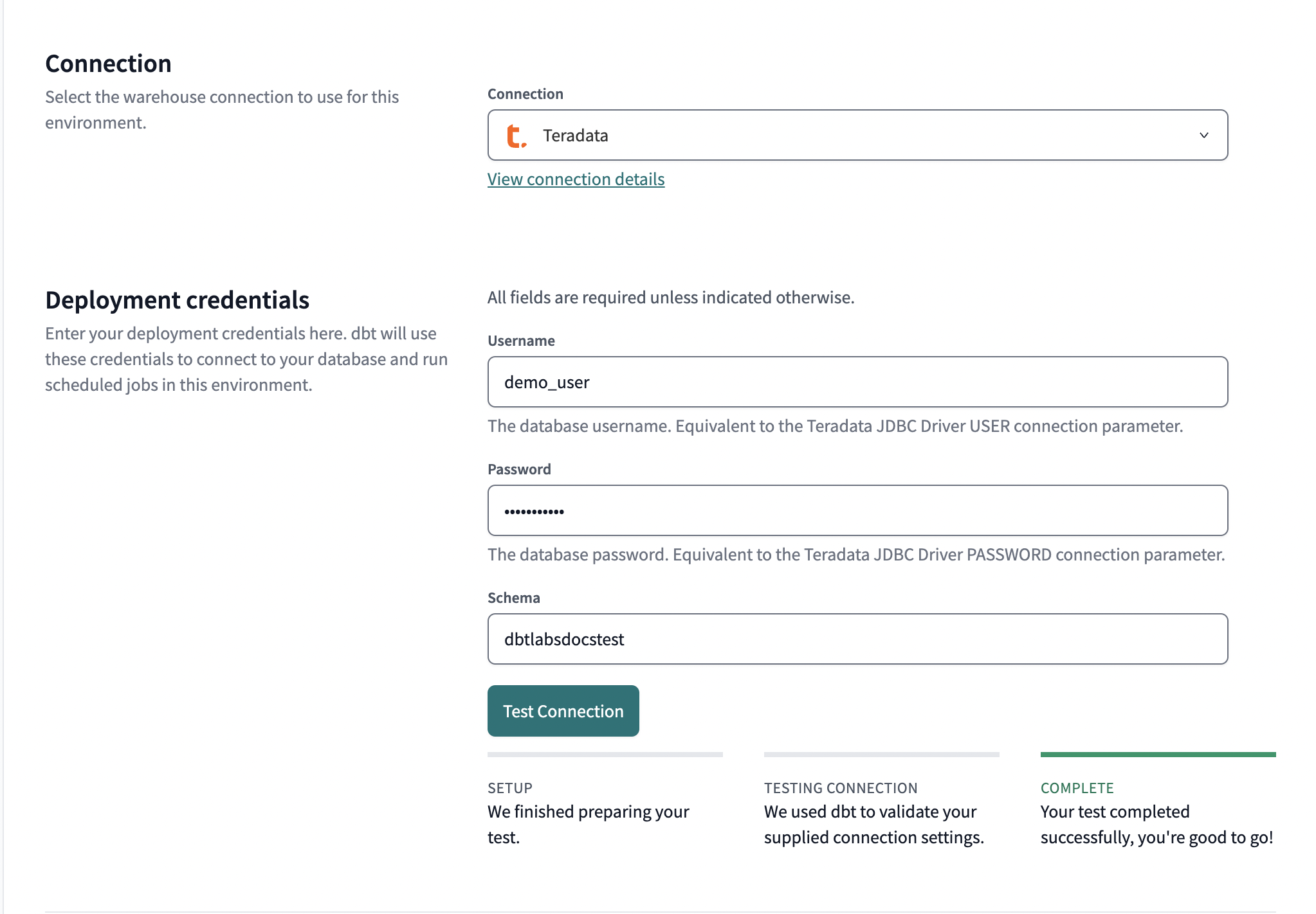 Example of the developer credential fields.